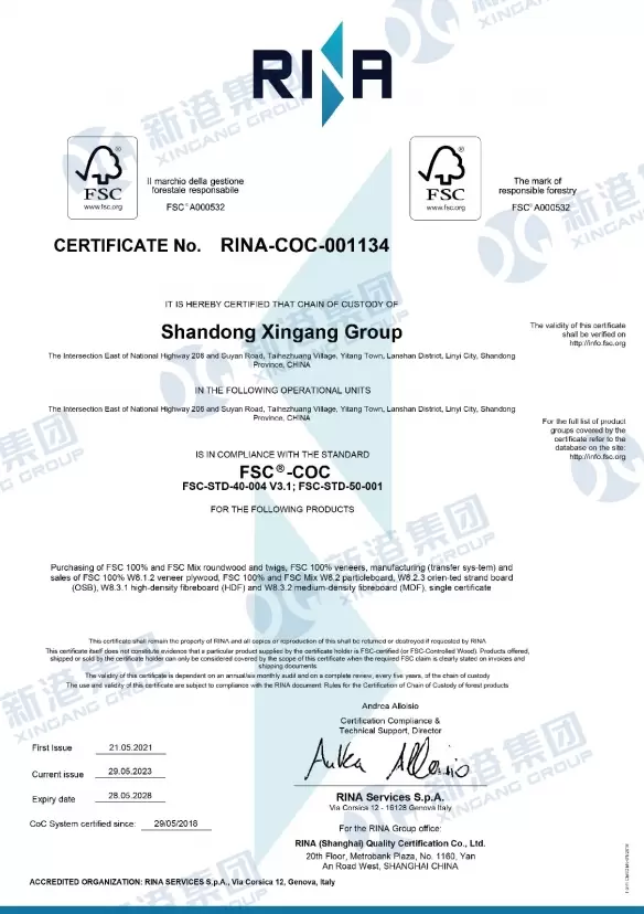 Giấy chứng nhận số Rina-COC-001134